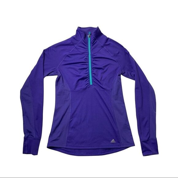 Adidas Women's Climalite Ultimate Purple 1/2 Zip Pullover Athletic Jacket SZ S - Picture 1 of 9